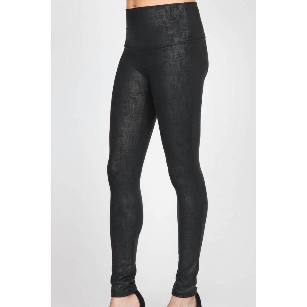 NEW M.RENA women's leatherette distressed legging in black